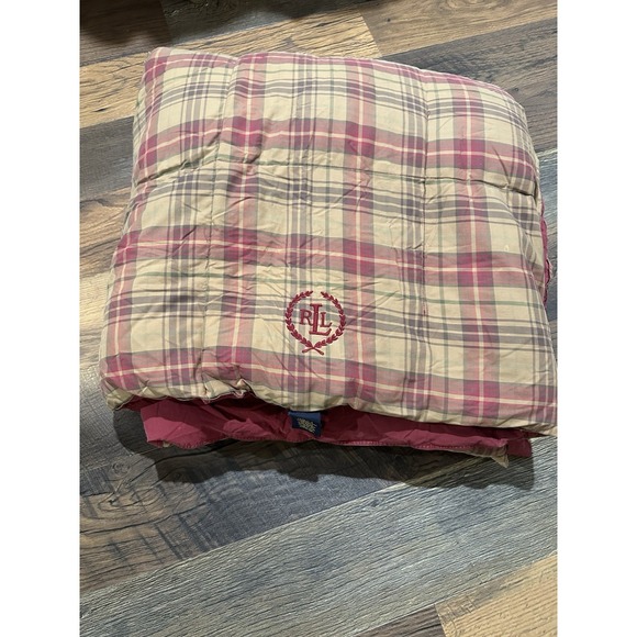 Vintage Ralph Lauren Home Red Tan Plaid Down Comforter Natural Fill Full/Queen - Picture 3 of 8